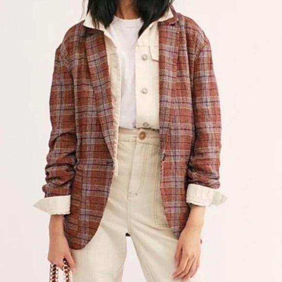 Free People Simply Plaid Blazer - Picture 2 of 5